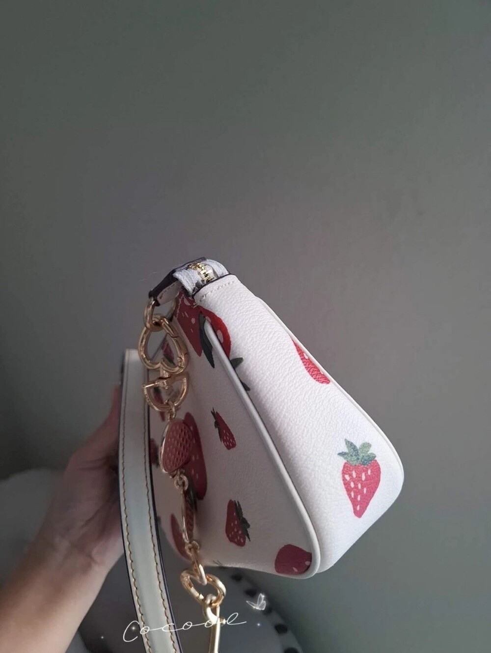 New Coach Nolita 19 With Strawberry Print CH533 + Extended Strawberry chain - Picture 7 of 11